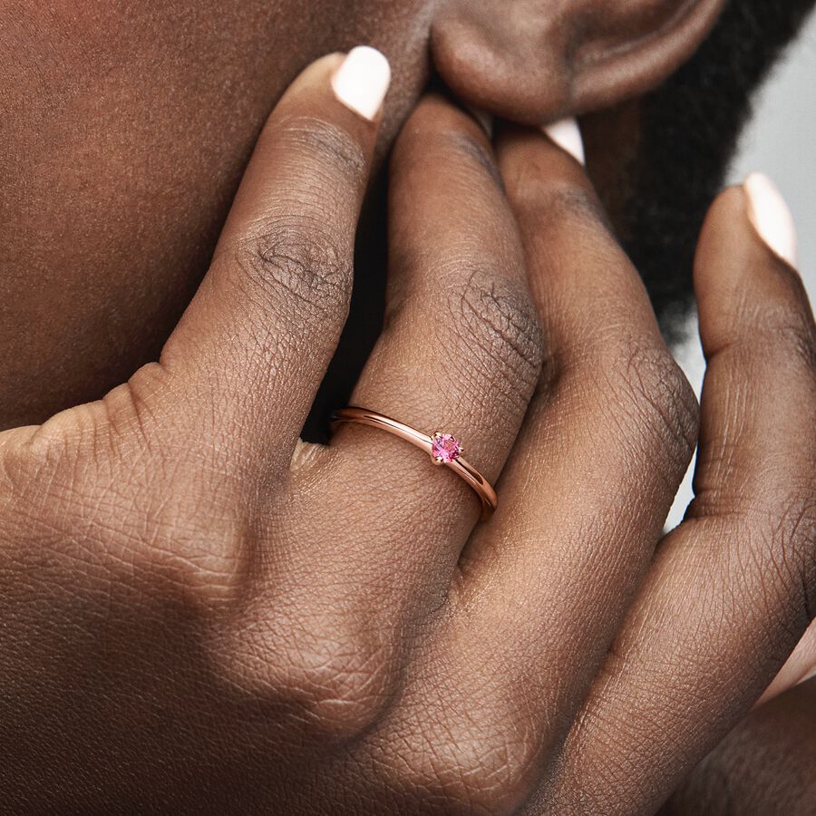 Pandora Rose Solitaire Ring w Pink Crystal