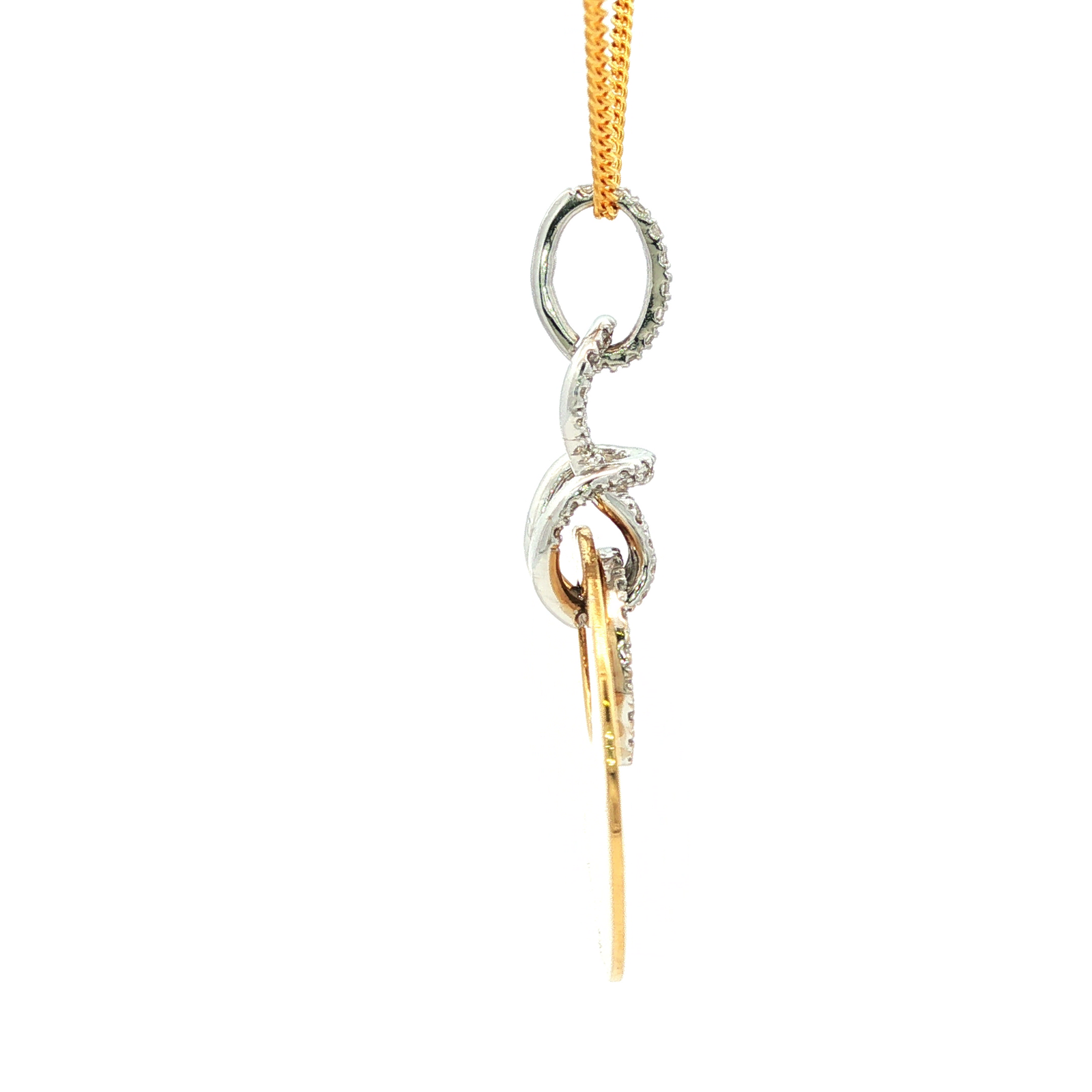 Yellow Gold Charm Necklace with Round Brilliant Diamond Pendant