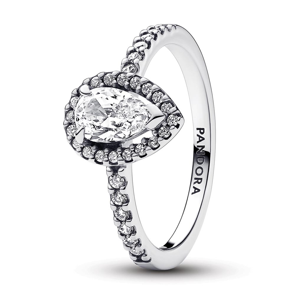 Sterling silver ring with clear cubic zirconia