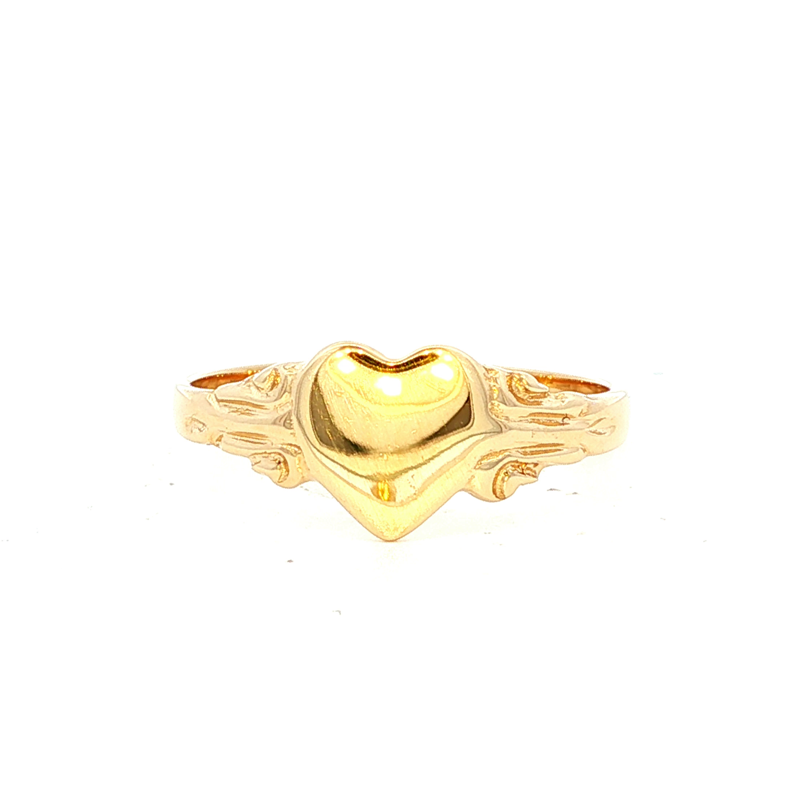 Single Heart Signet Ring with Filagree Sides