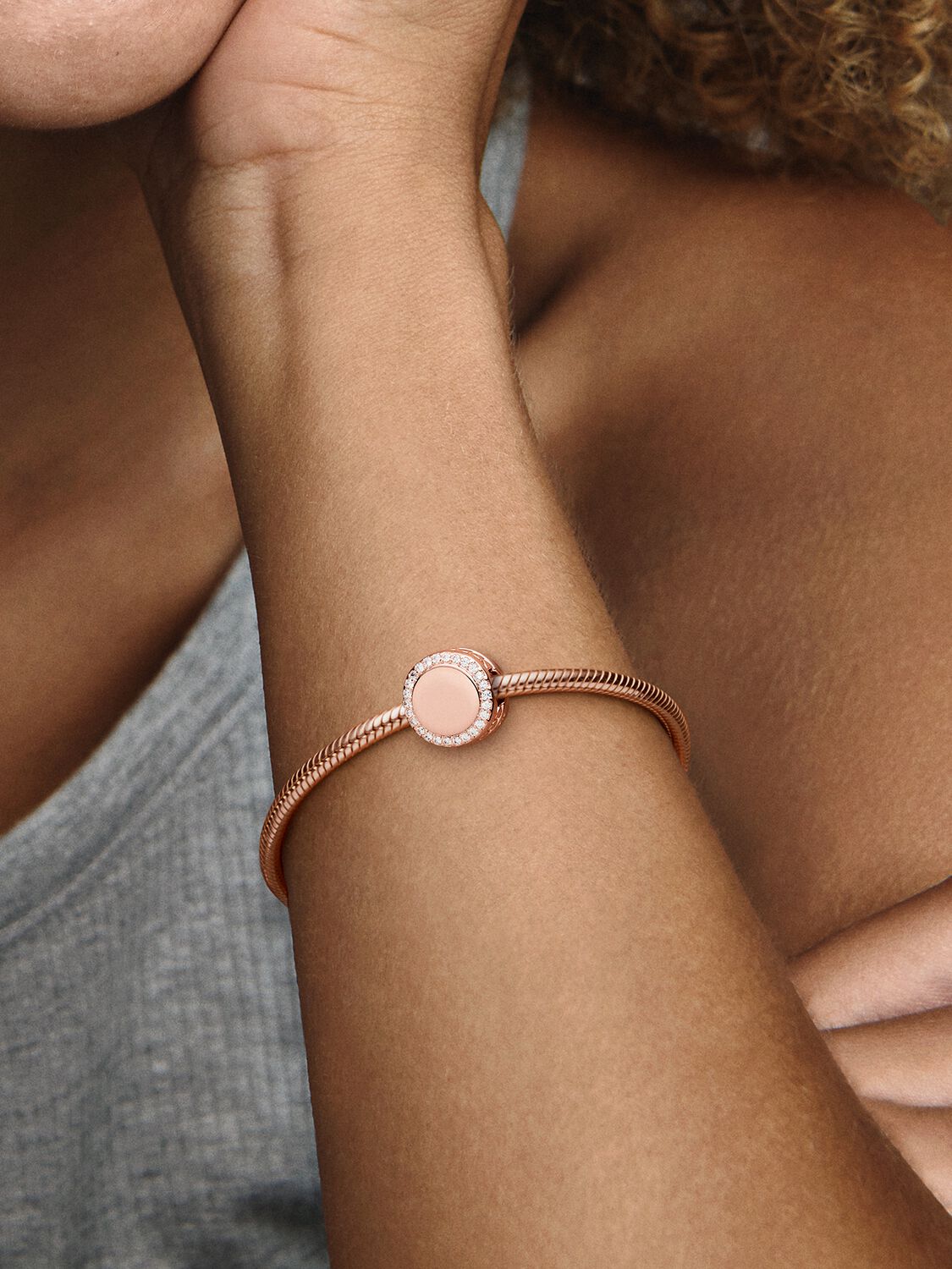 Pandora Engravable Sparkling Button Charm