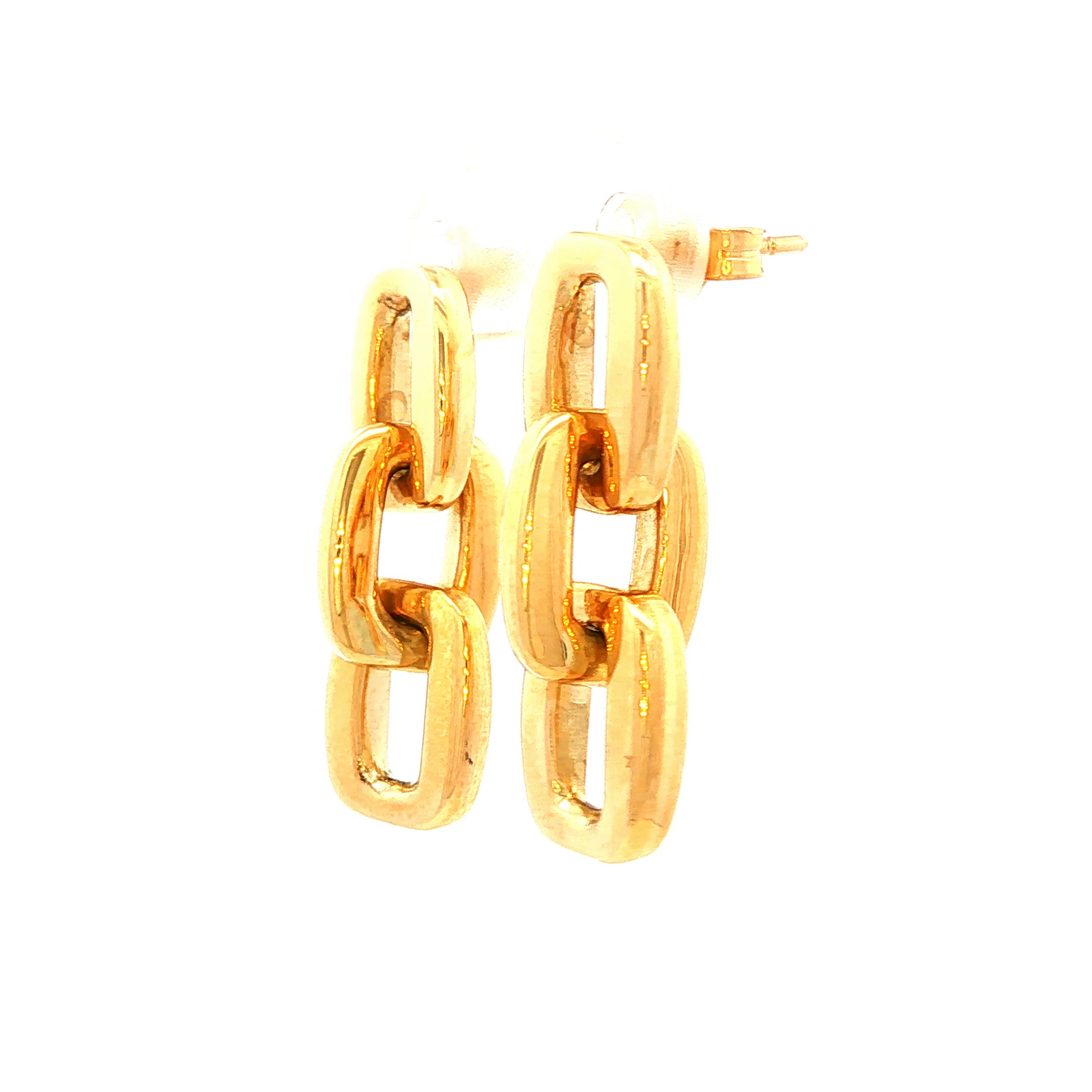 Square Link Drop Earrings in Yellow Gold