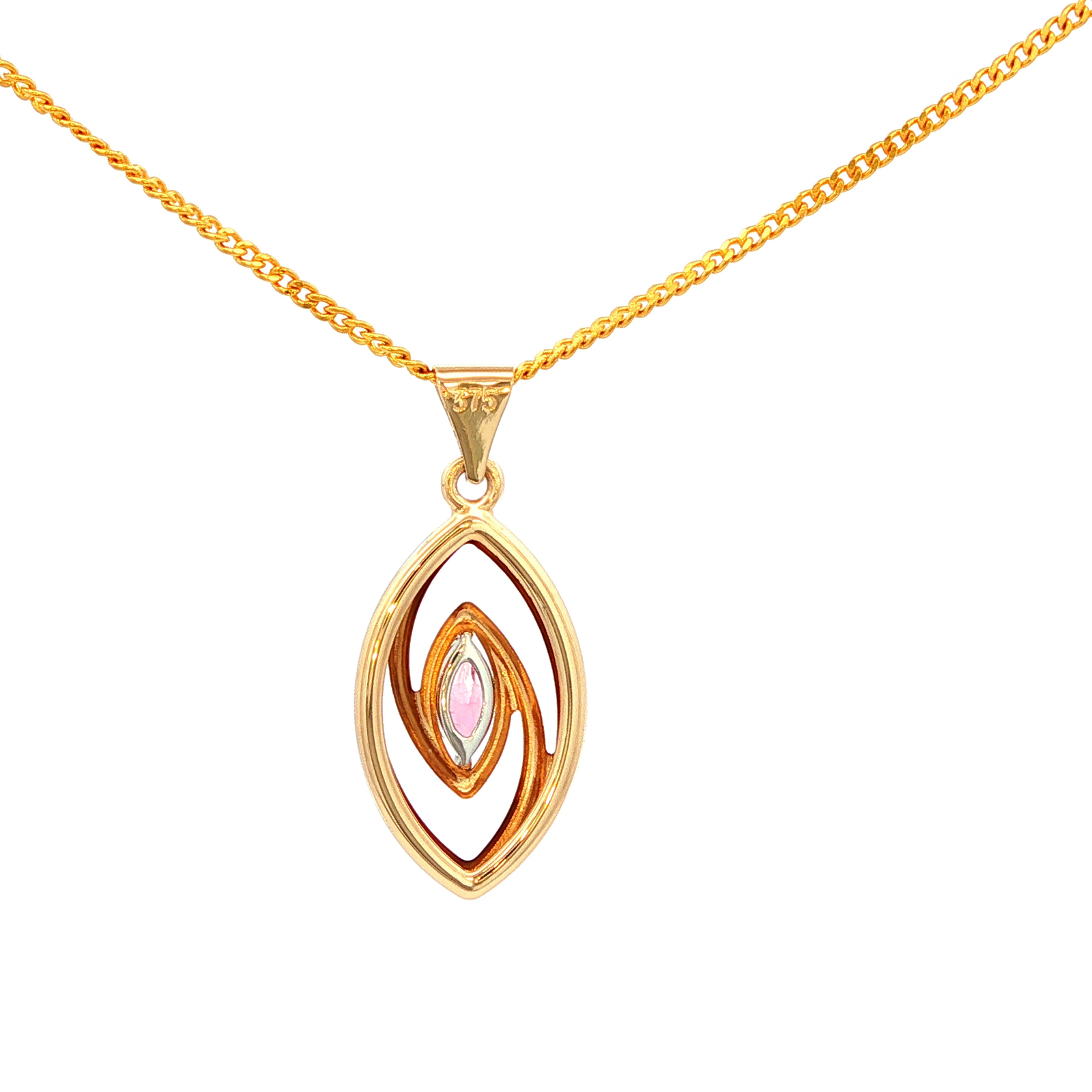 Pink Tourmaline Pendant in Yellow Gold