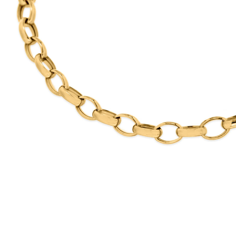 Hollow Oval Belcher Bracelet in 9 Carat Yellow Gold