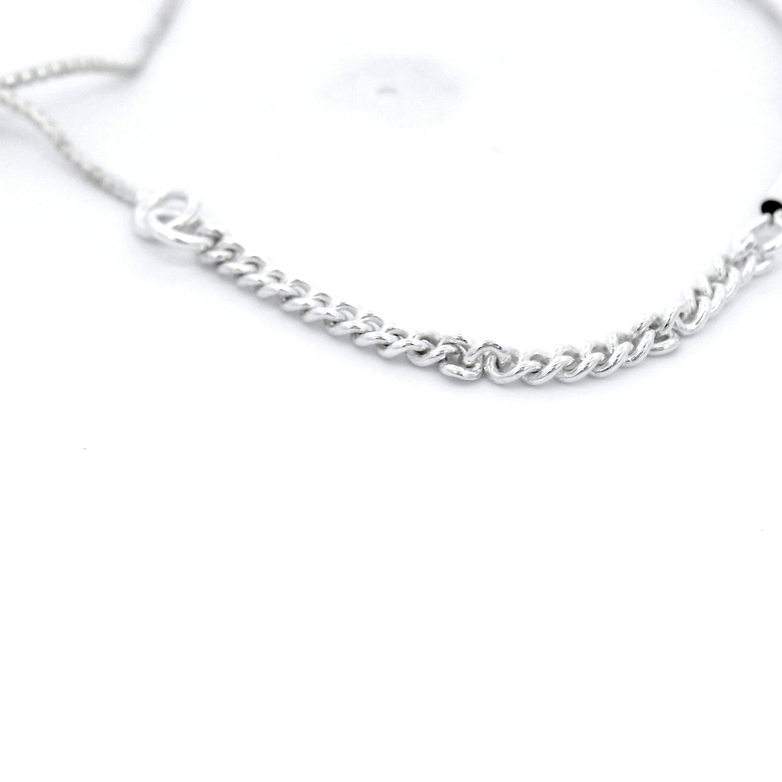 Von Treskow Sterling Silver Adjustable Curb Chain & Tube with VT Plate Bracelet