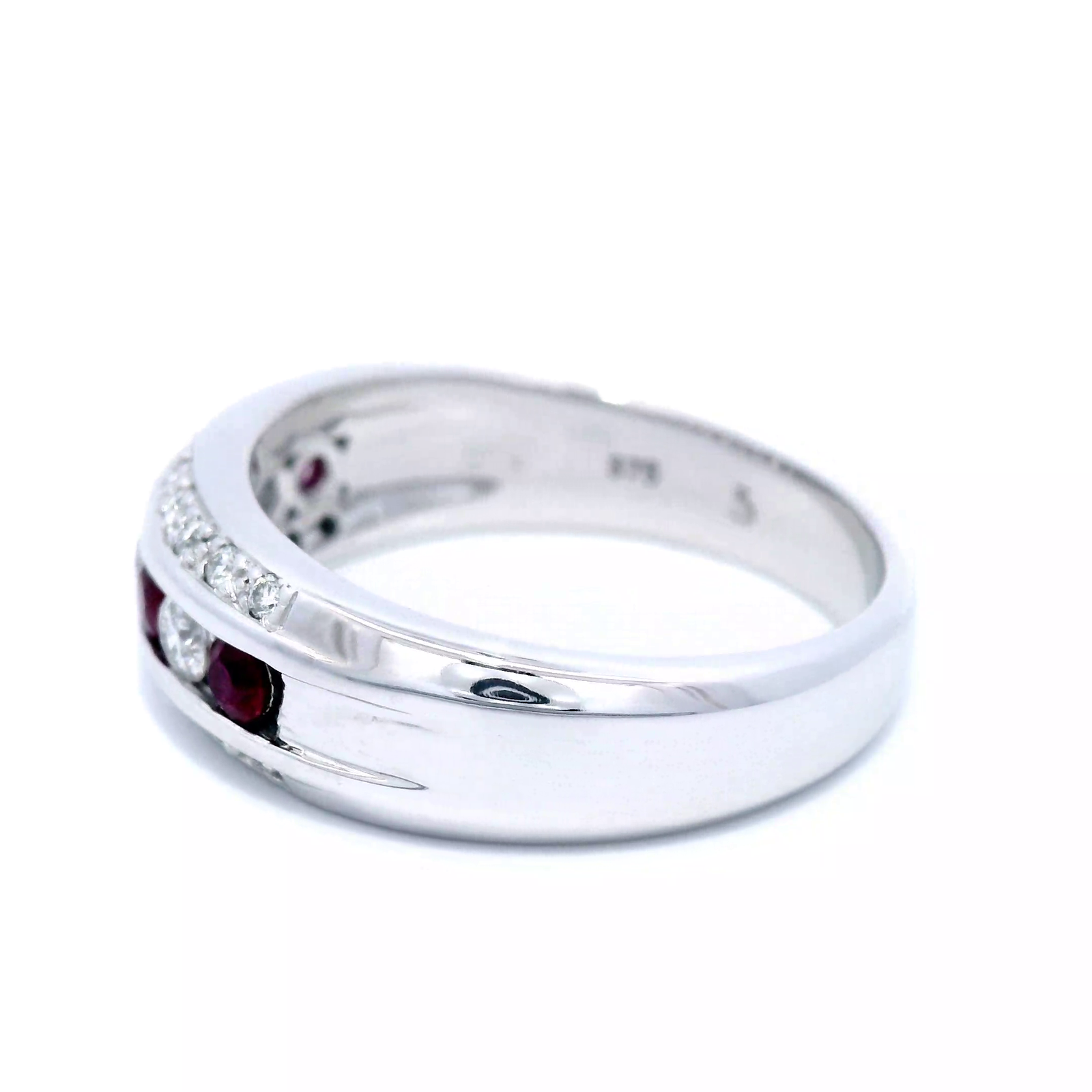 9 Carat White Gold Ring Round Rubies