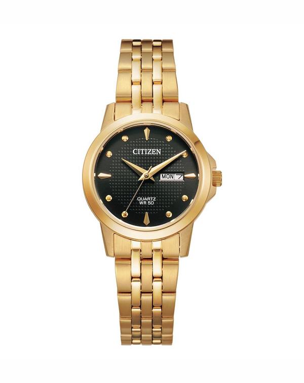 Ladies Citizen Gold Bracelet Watch with Black Dial