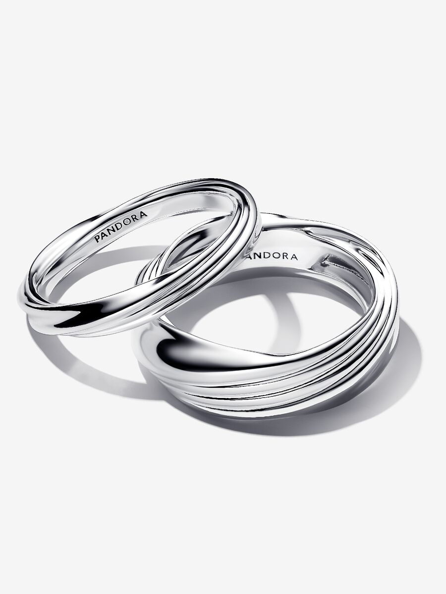 Twisted sterling silver ring set