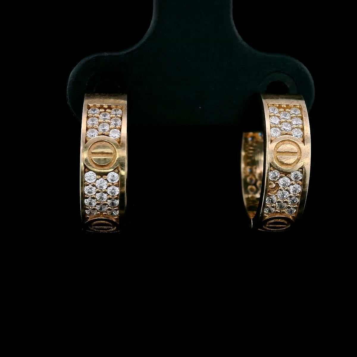 9ct Yellow Gold Cubic Zirconia Screw Detail Huggie