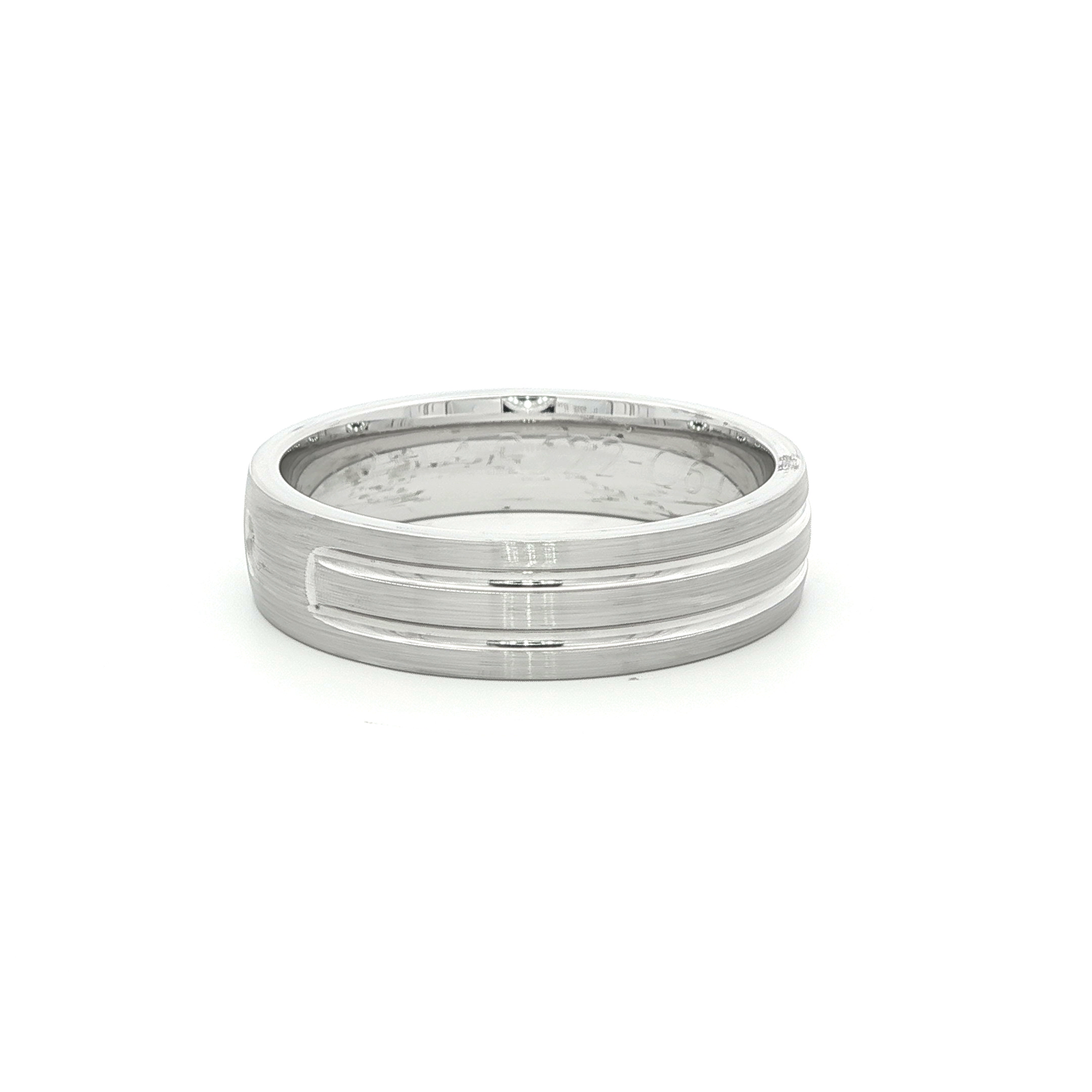White Gold Plated Silver Band Ring with Round Cut Diamond