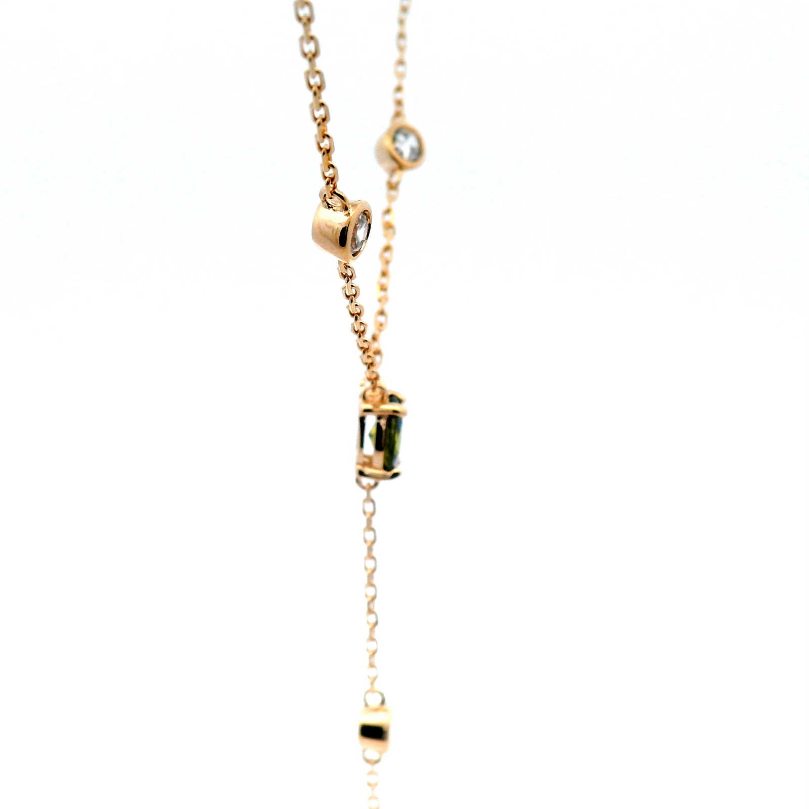Multi Shape Station Drop Necklace In Yellow Gold