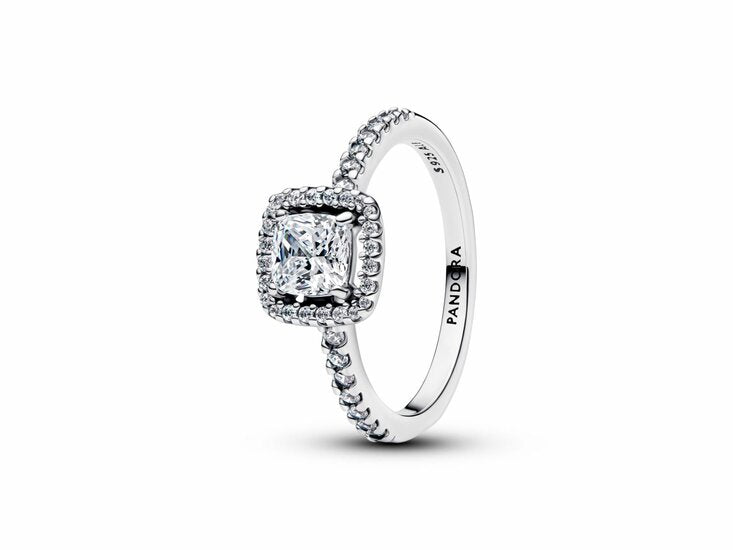 Sterling silver ring with clear cubic zirconia