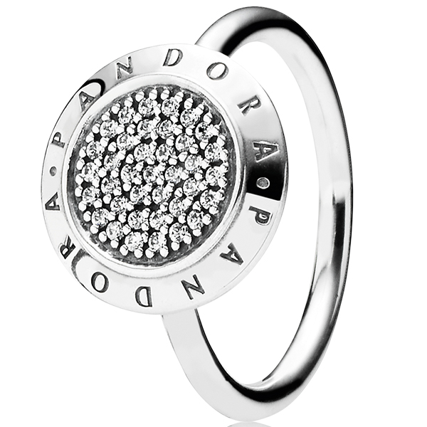 PANDORA logo silver ring with cubic zirconia - 54