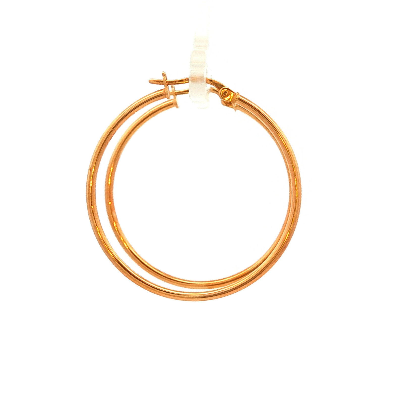 Round Plain Tube Hoop Earring in Yellow Gold