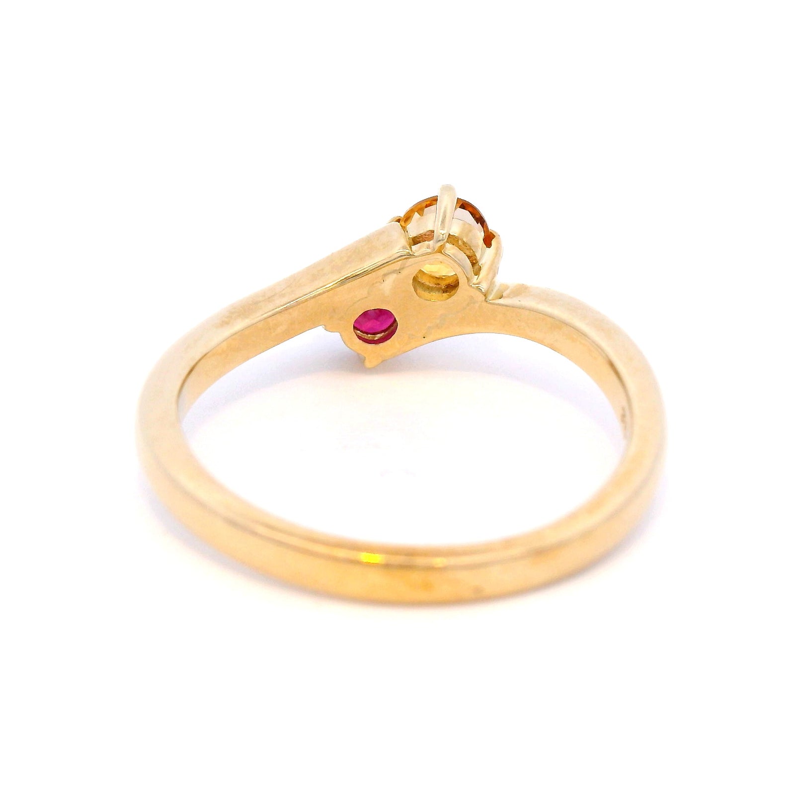 Citrine and Rhodonite Garnet in Yellow Gold Dress Ring