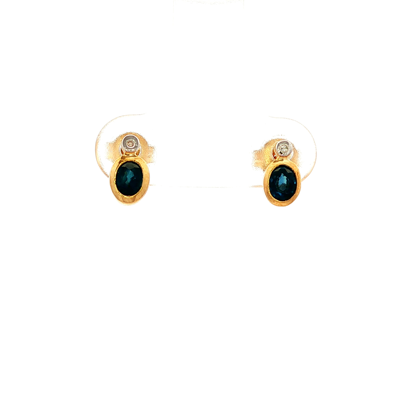Sapphire and Diamond Stud Earrings in Yellow Gold