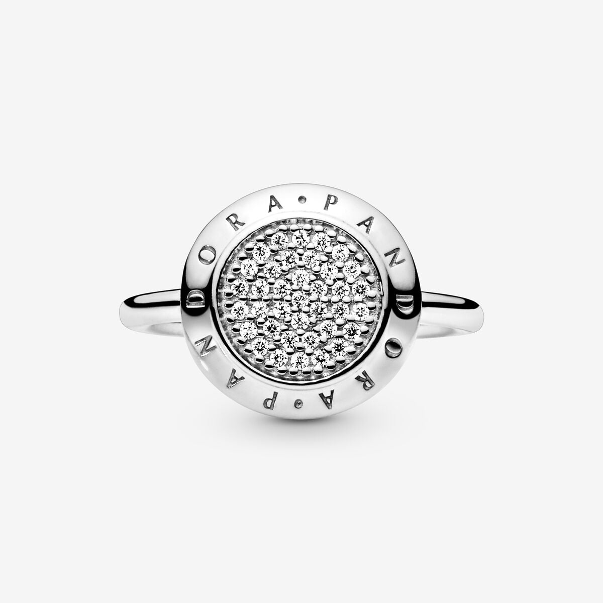 PANDORA logo silver ring with cubic zirconia - 54