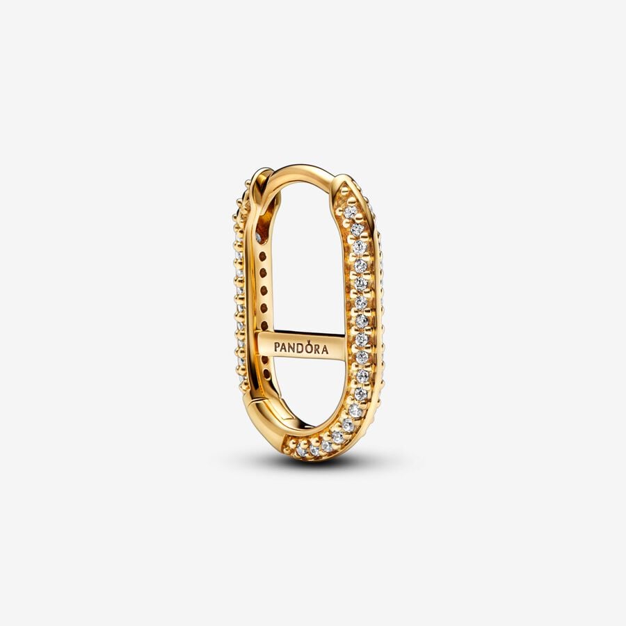 Pandora Me Silver Pave Link Earring w Clear CZ