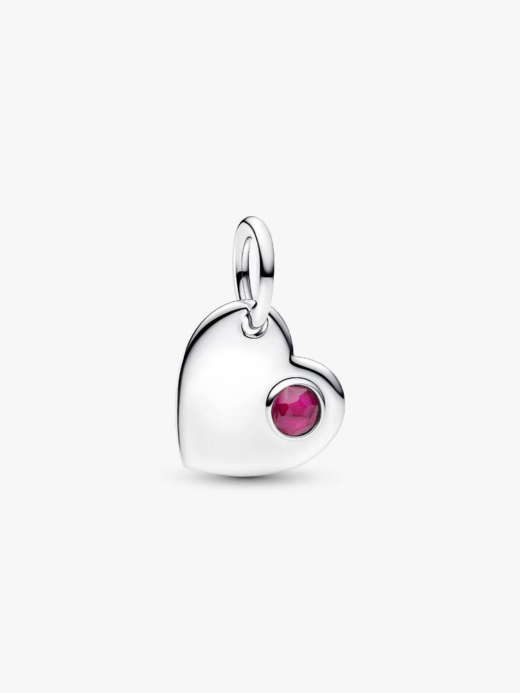 Pandora July Engravable Heart True Red Stone Dangle Charm