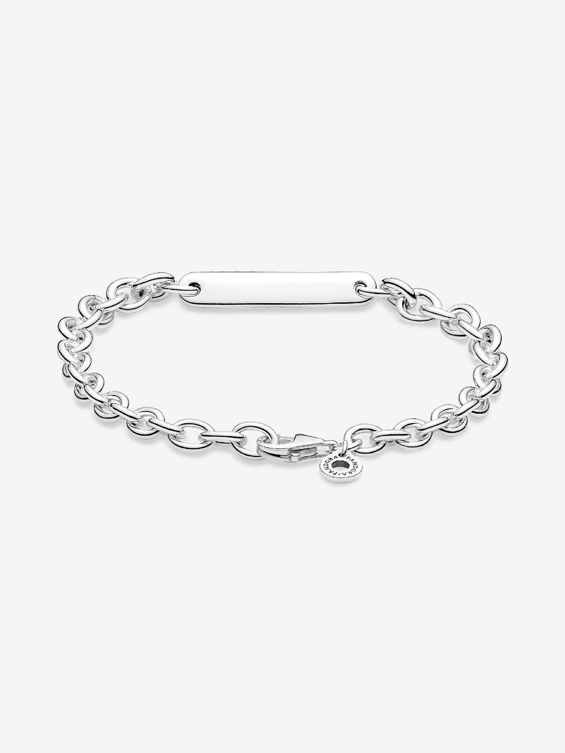 Sterling silver link bracelet with engravable bar
