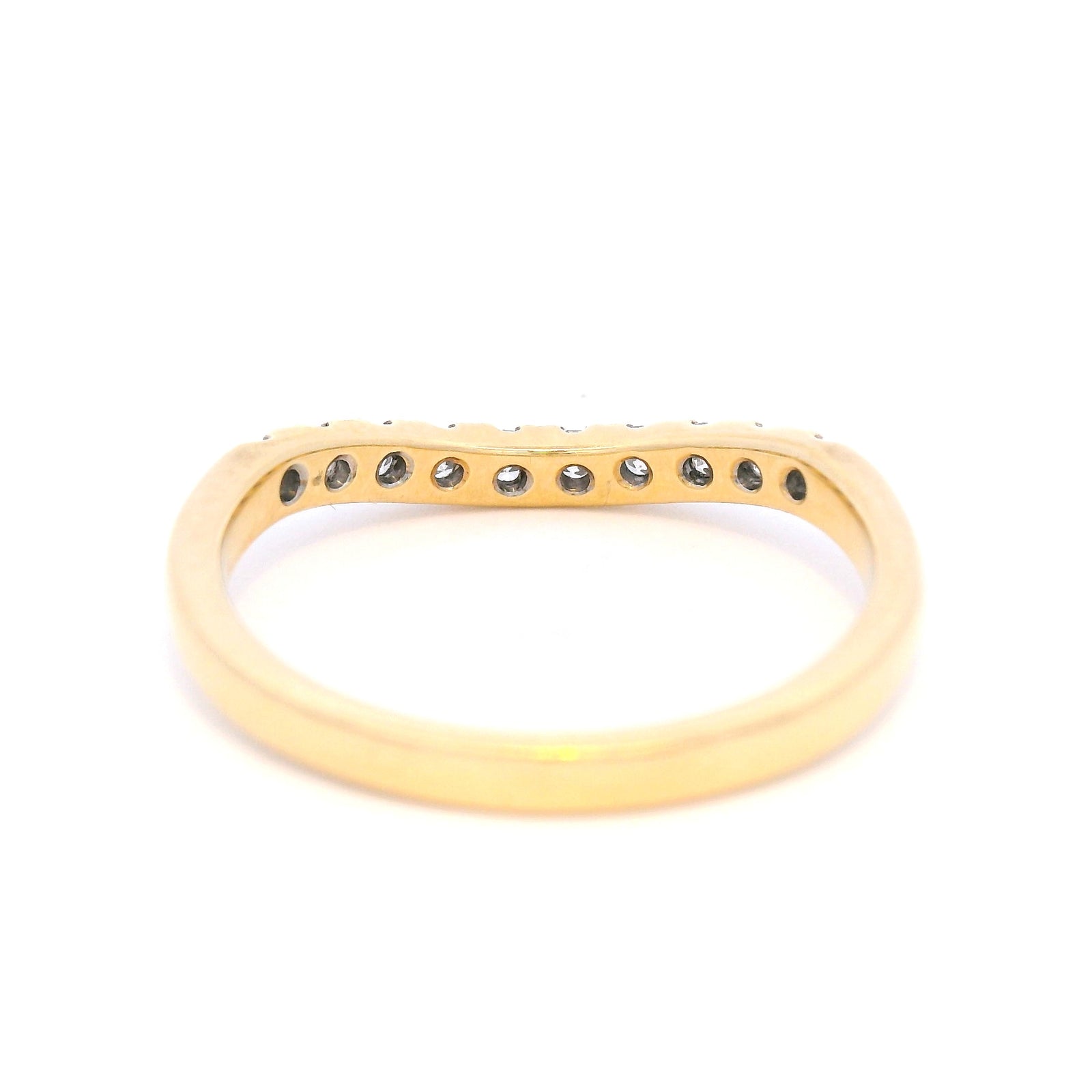 Curved Diamond Set Wedding Band in Yellow Gold