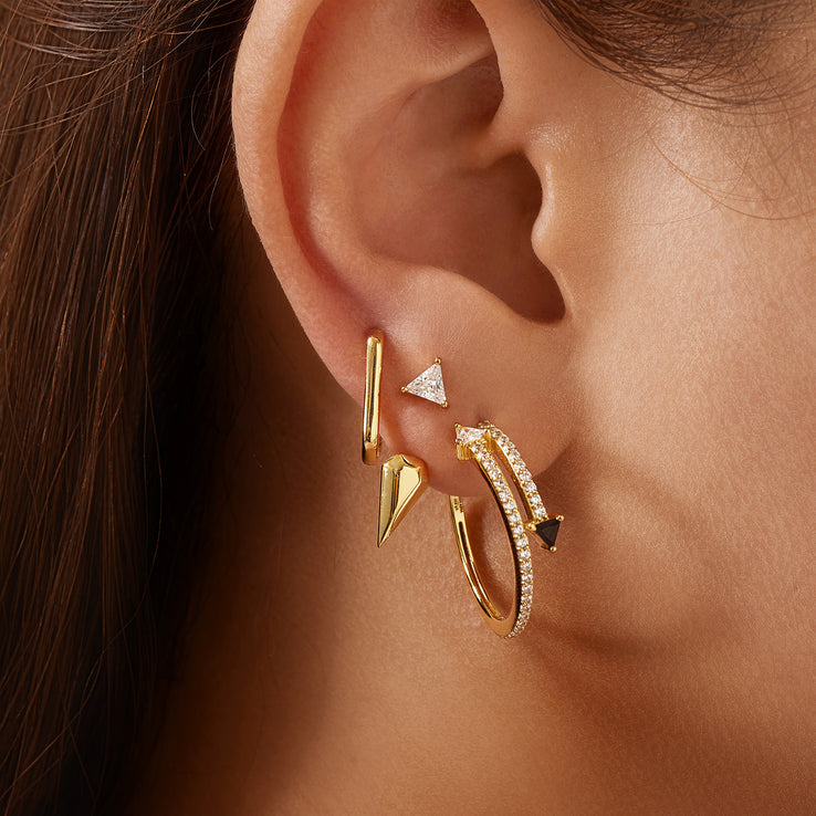 Ania Haie Gold Triangle Cubic Zirconia Geometric Stud Ear Jackets