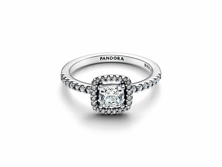Sterling silver ring with clear cubic zirconia