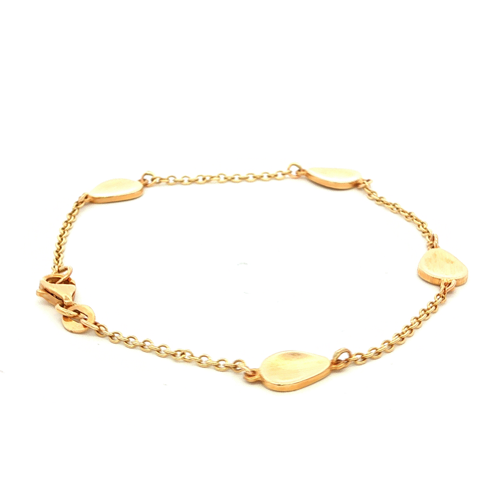 Concave Disc Trace Bracelet in Yellow Gold