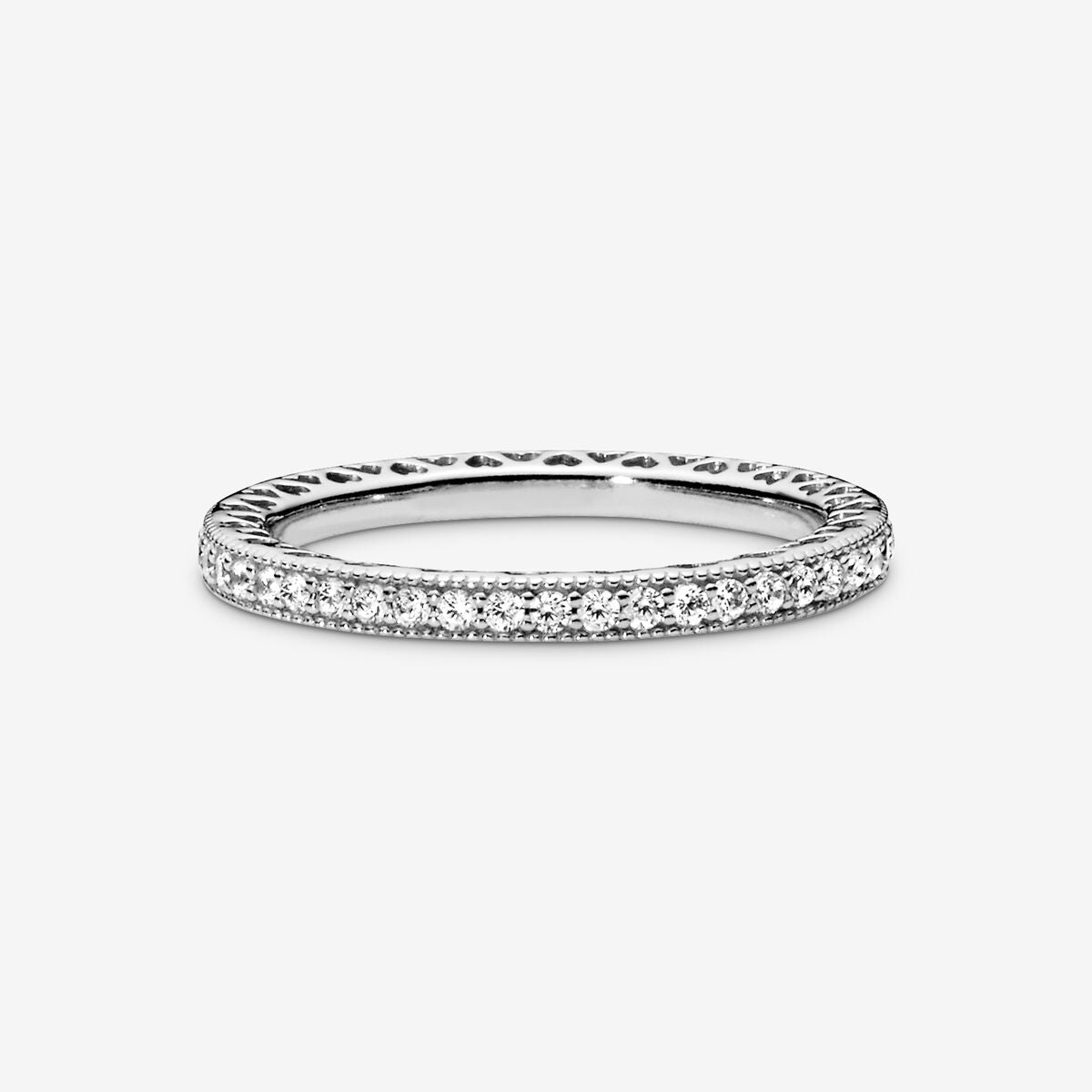Hearts of PANDORA Silver Ring Band w CZ