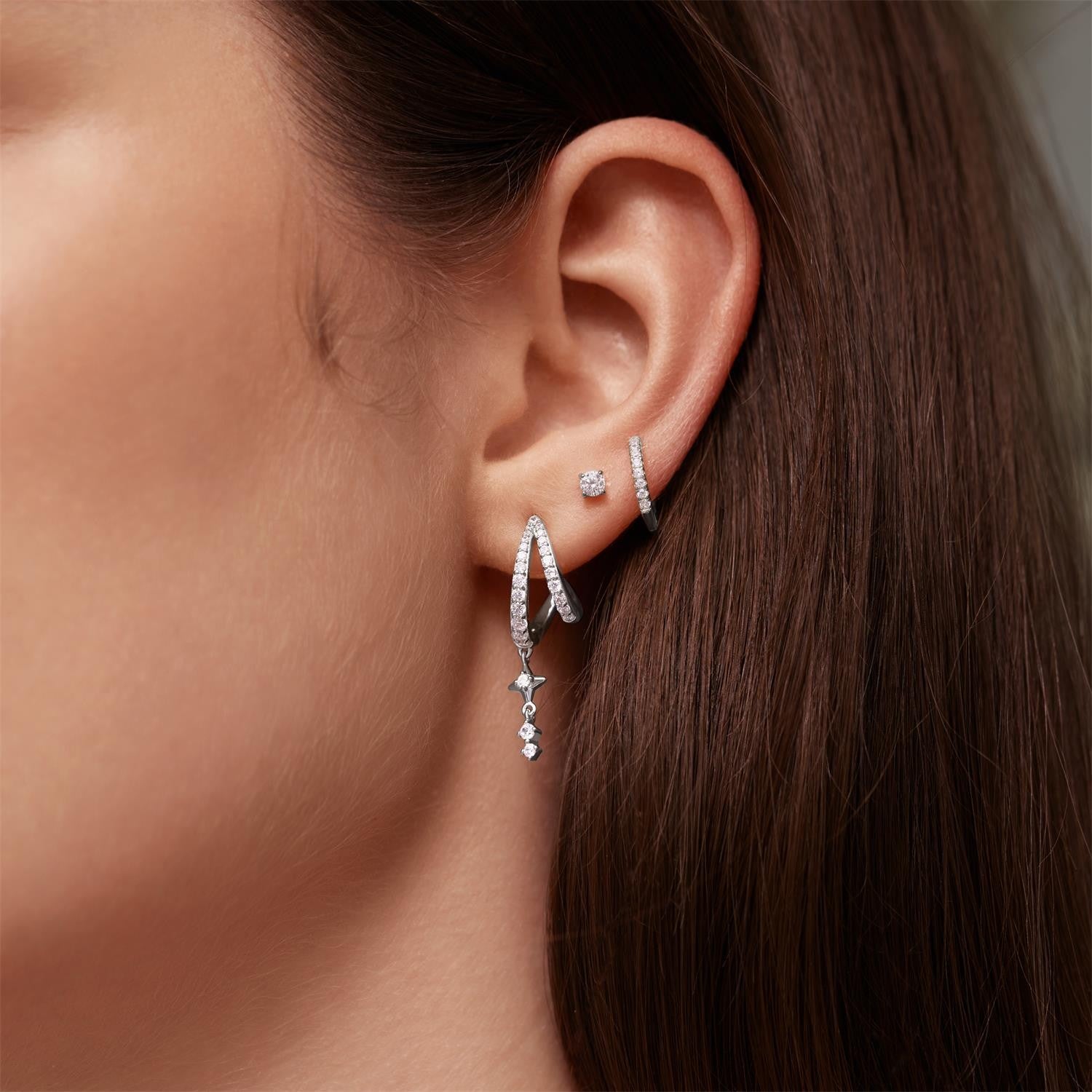 Ania Haie Silver Star Drop Stud Earrings