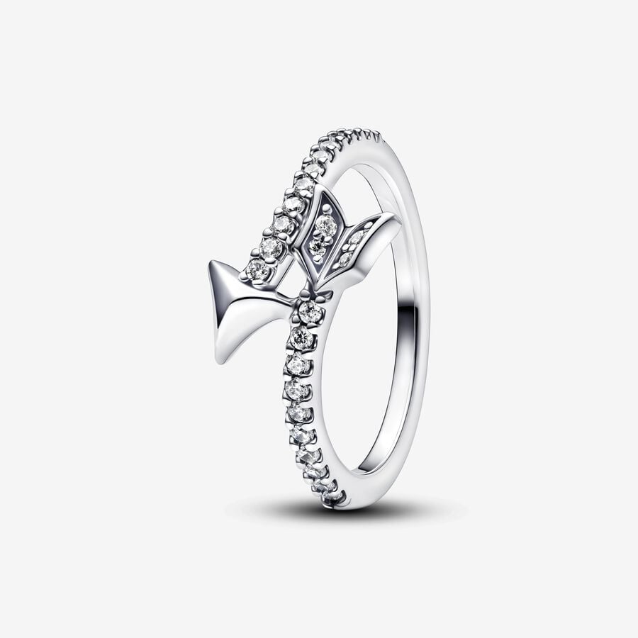Arrow sterling silver ring with clear cubic zirconia