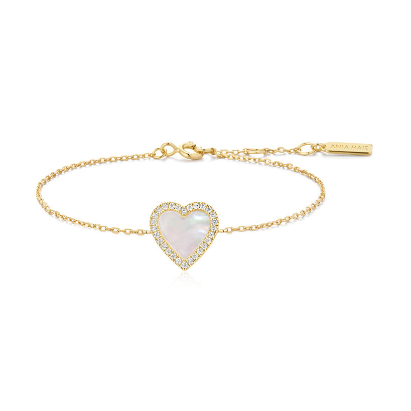 Ania Haie Gold Mother of Pearl Halo Heart Bracelet