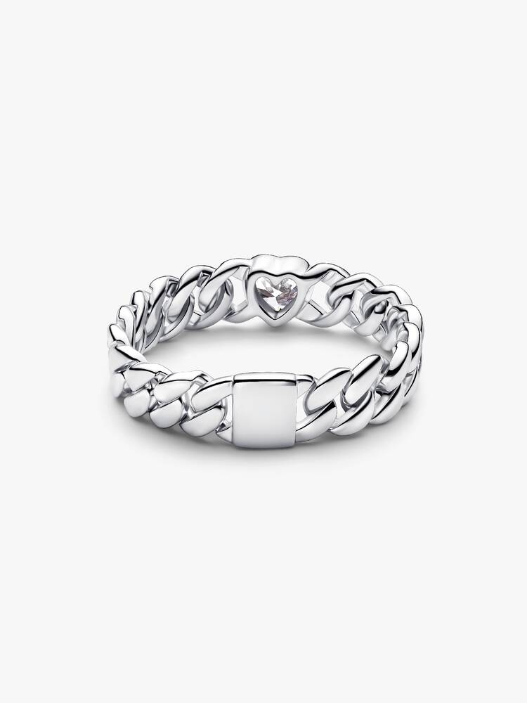 Pandora Heart Cuban Chain Ring