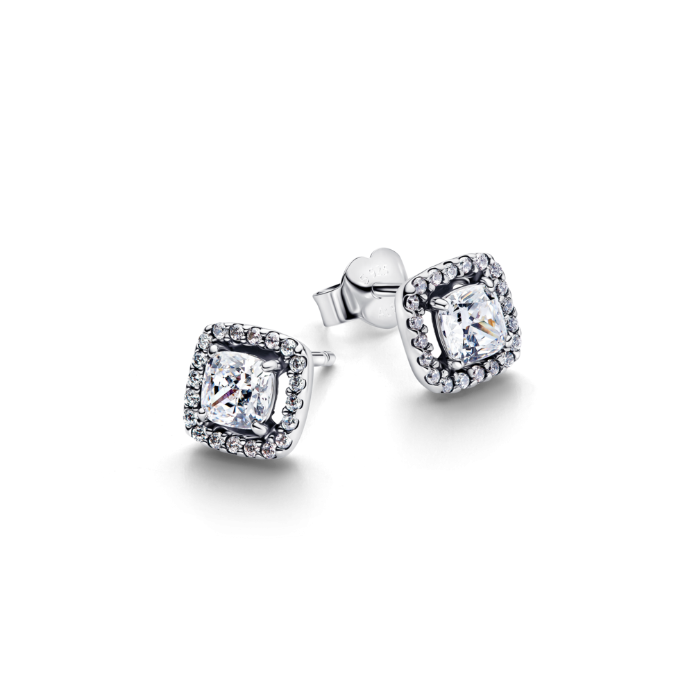 Pandora Square Halo Stud Earrings