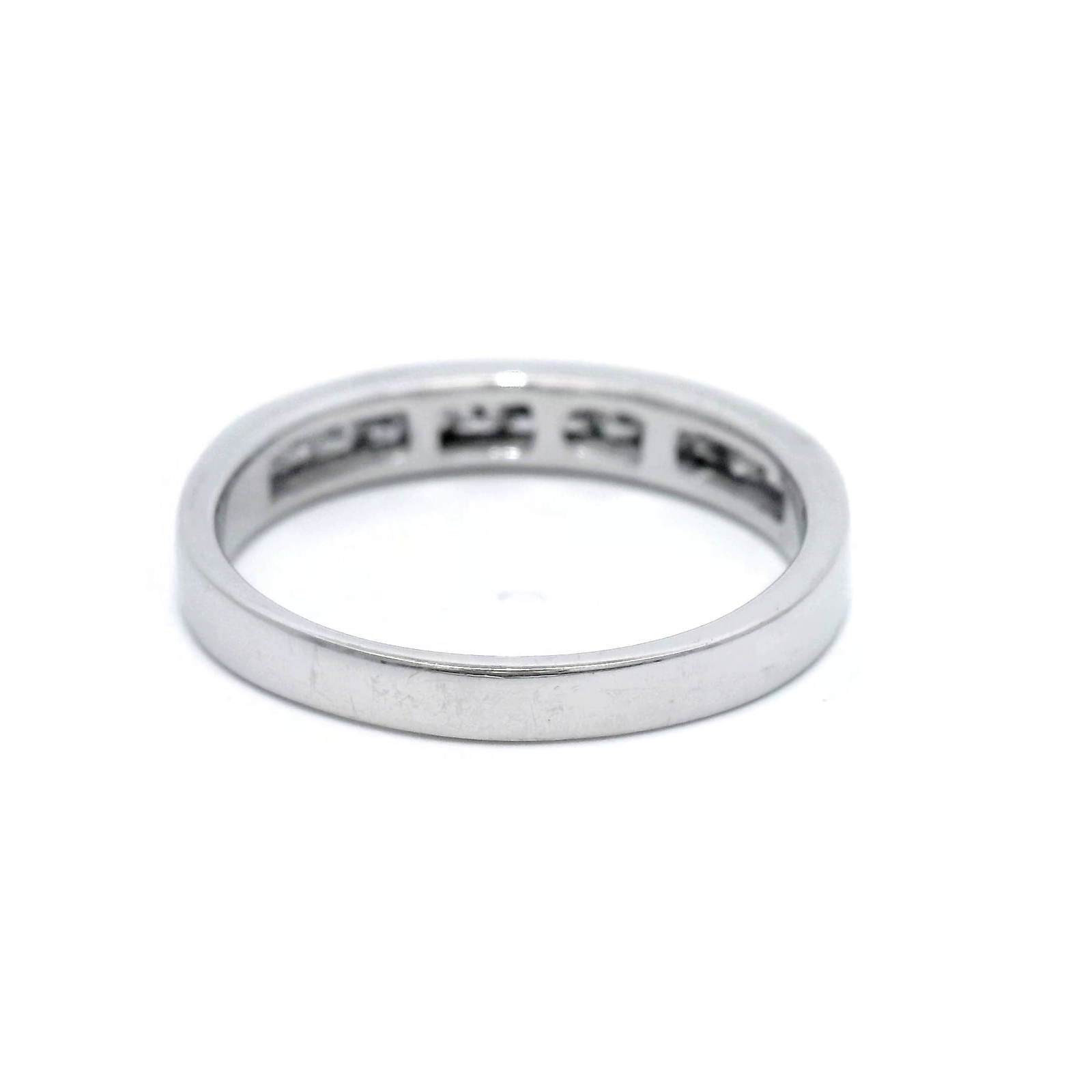 18CT W/G PRINCESS CUT CHANNEL SET DIA WEDDER TDW .50CT SZ M