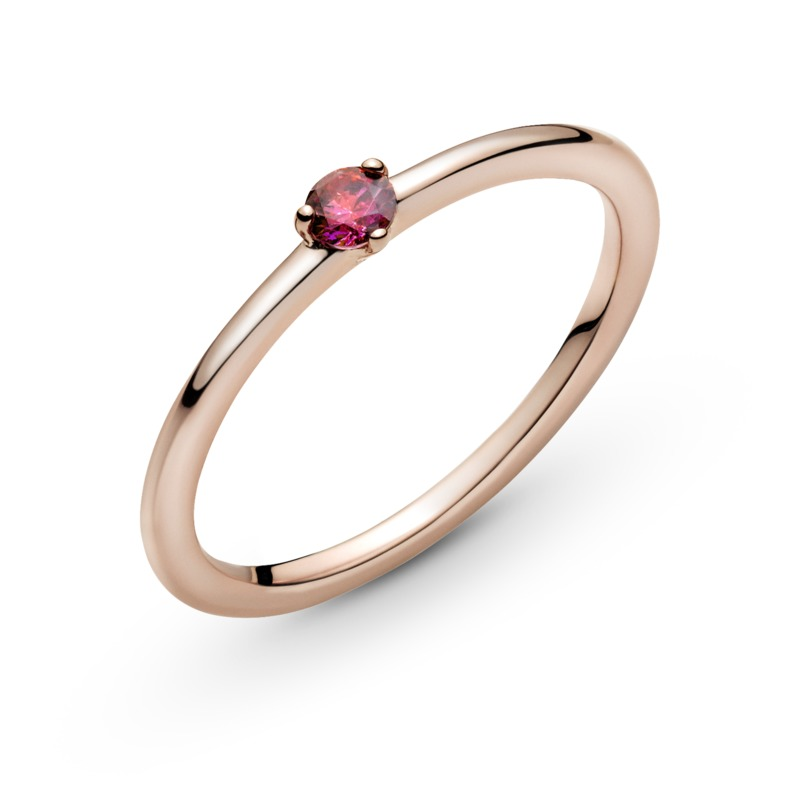 Pandora Rose Solitaire Ring w Red CZ