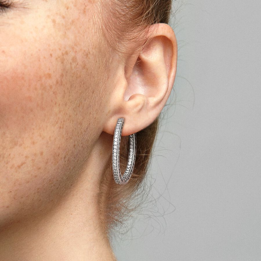 Sparkle and Hearts Hoop Earrings