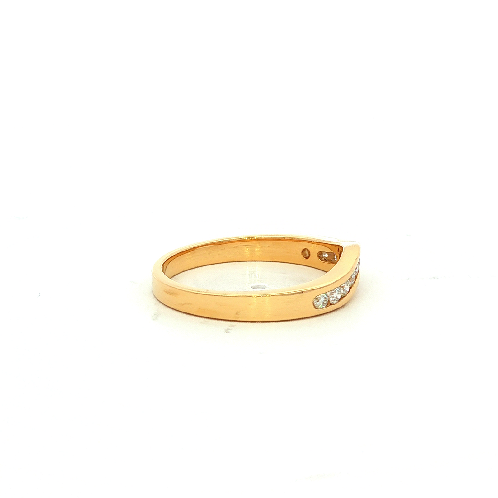 Natural Diamond Curve Chanel Wedding Band in Yellow Gold