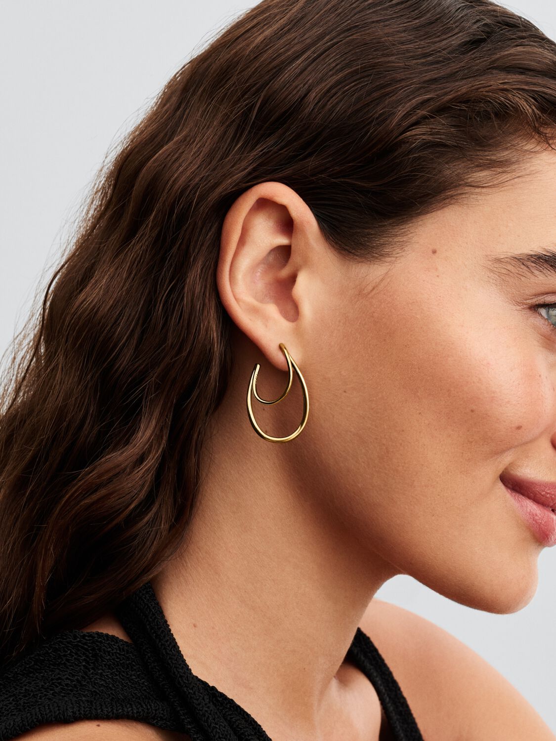 Pandora Earrings Double Earrings Looking for Open Sinuous Line