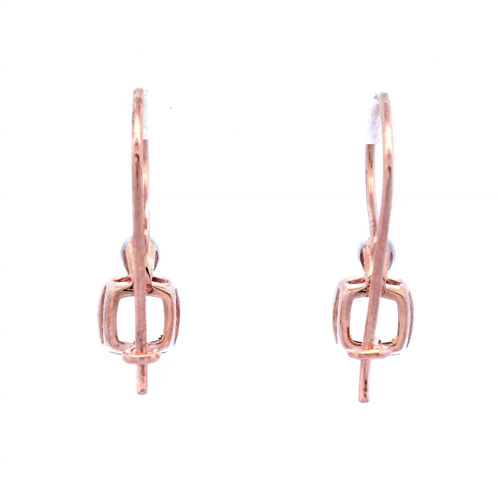 9ct Rose Gold Cushion Set Morganite and Diamond Earrings