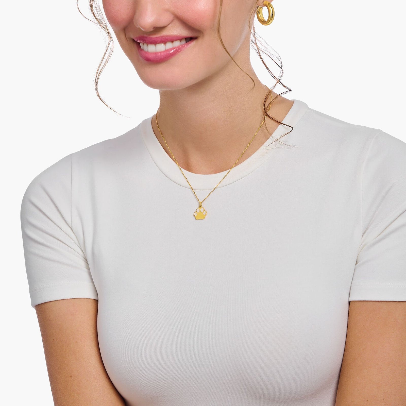 Thomas Sabo Necklace With Paw Pendant And Cold Enamel - Gold