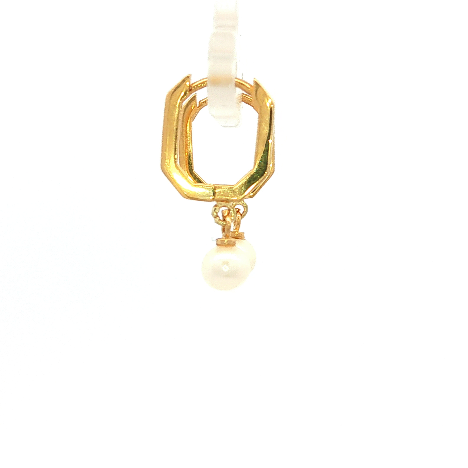 Round Pearl Drop Earrings in Yellow Gold