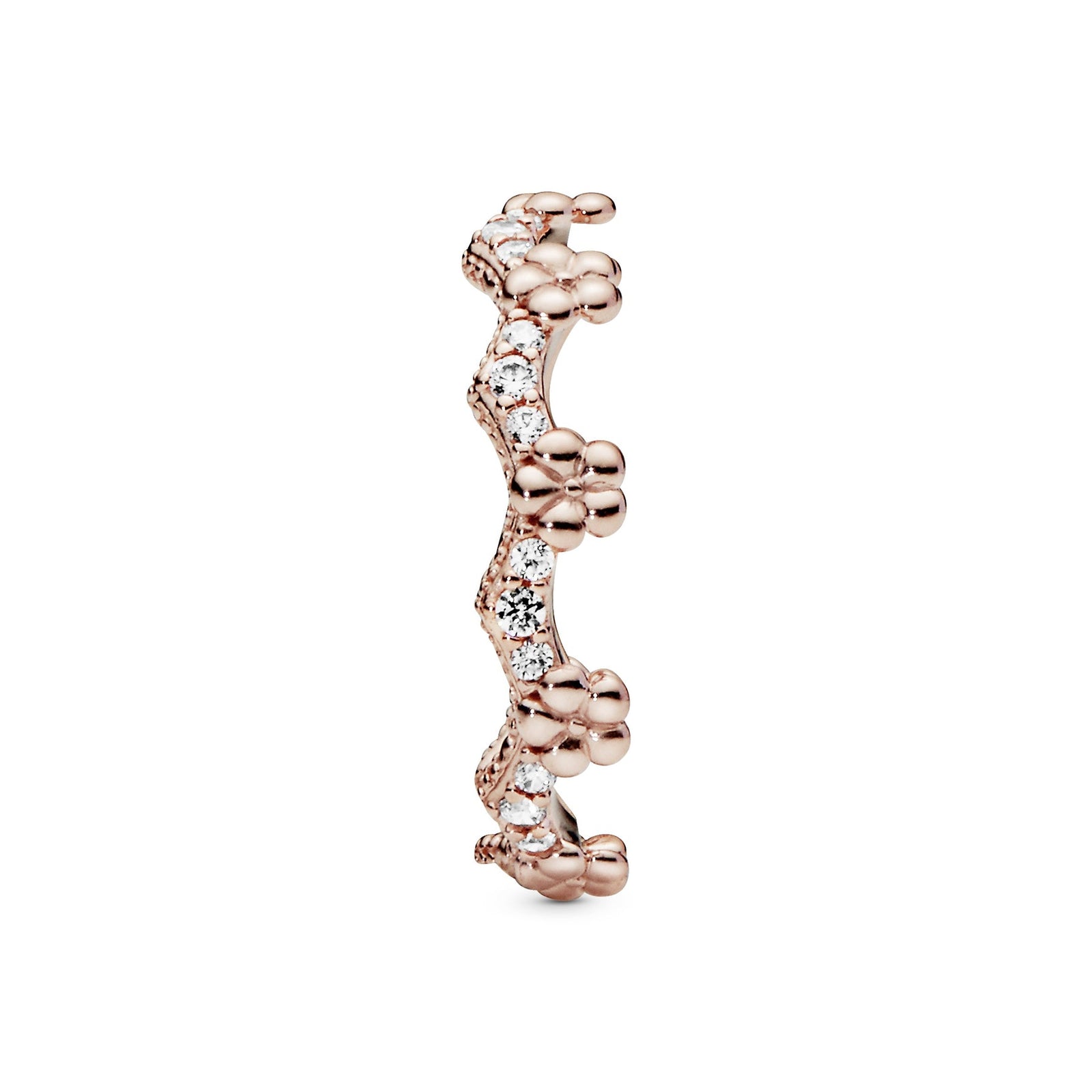 PANDORA Rose Flower Crown Ring w Clear CZ