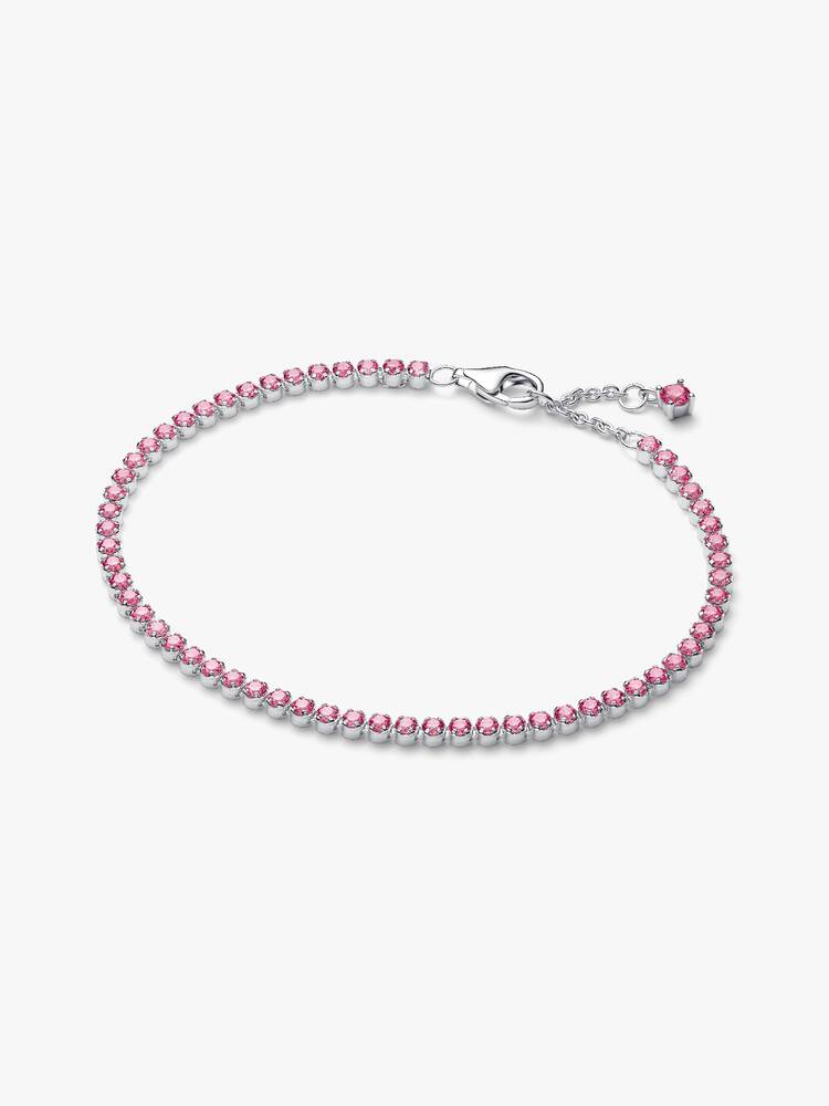 Sterling silver tennis bracelet with fancy pink cubic zirconia