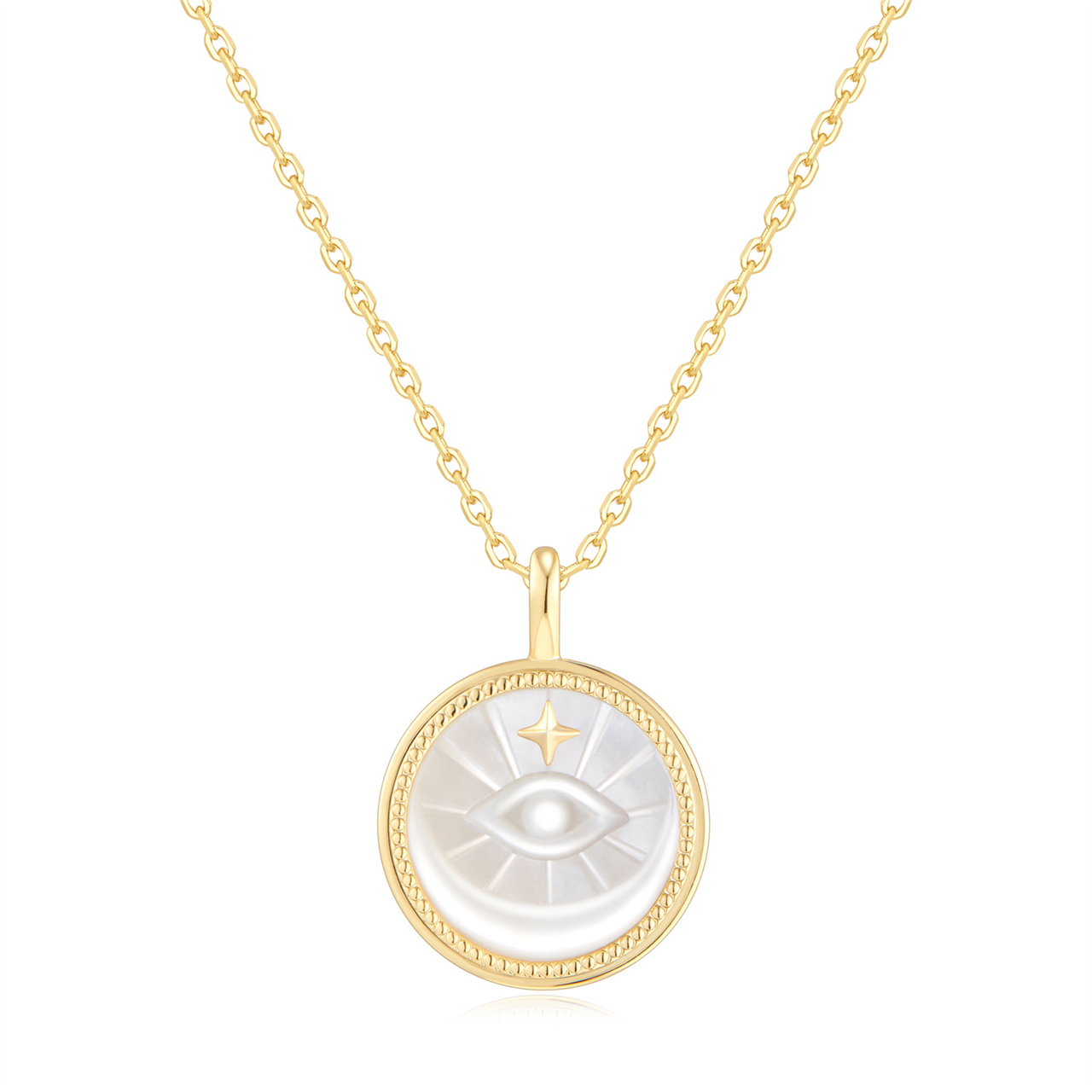 Ania Haie Gold Evil Eye Mother-Of-Pearl Medallion Necklace