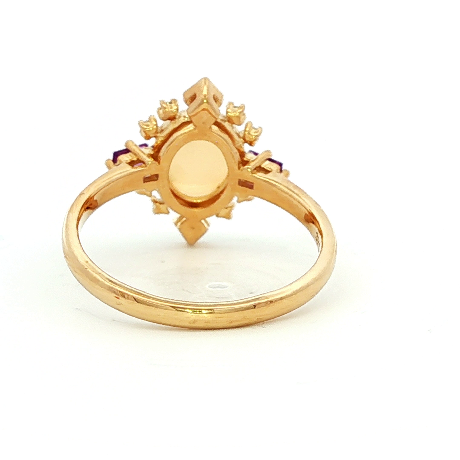 Amethyst and Opal - Crystal & Tsavorite Green in Yellow Gold