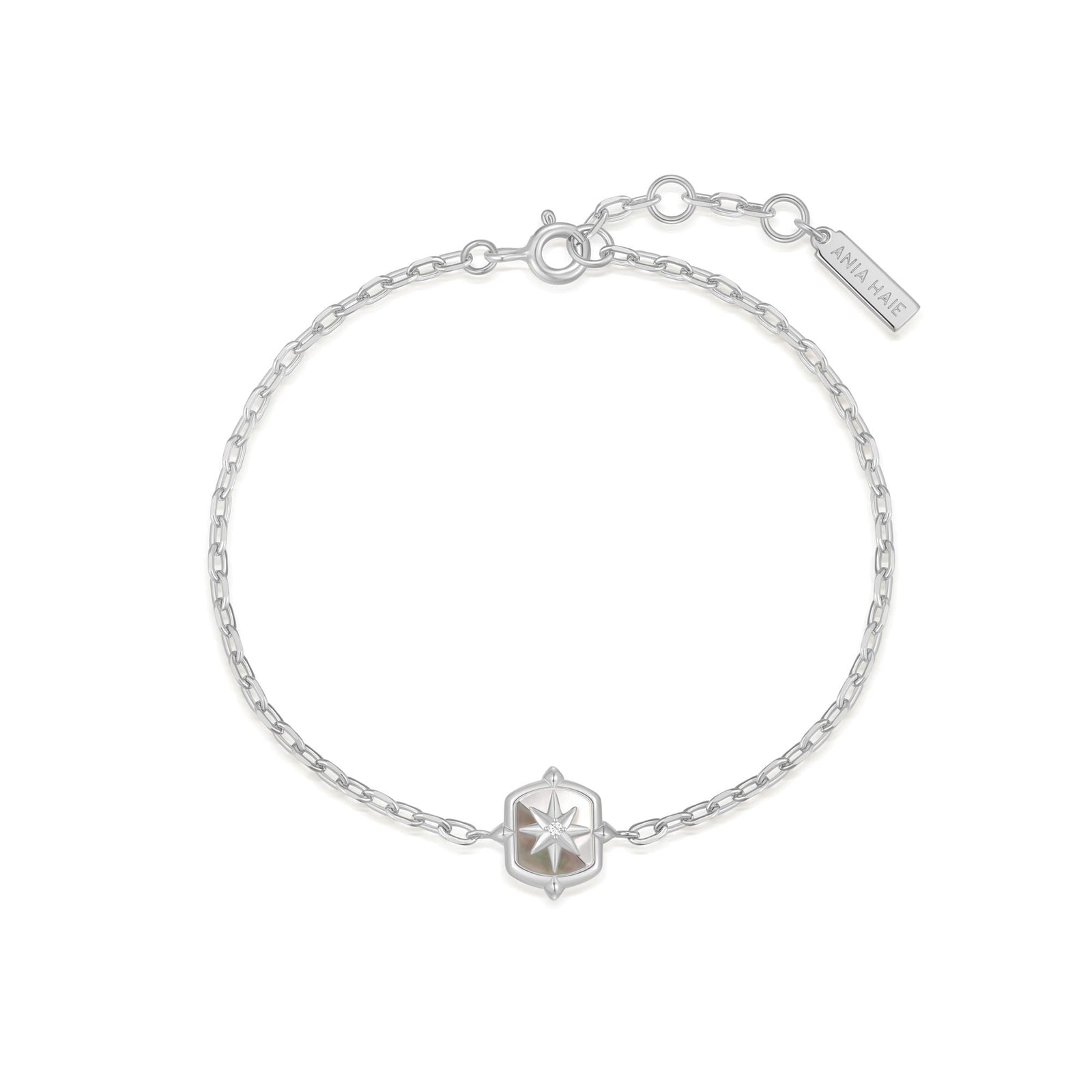 Ania Haie Silver Colour-Block Mother of Pearl Star Bracelet