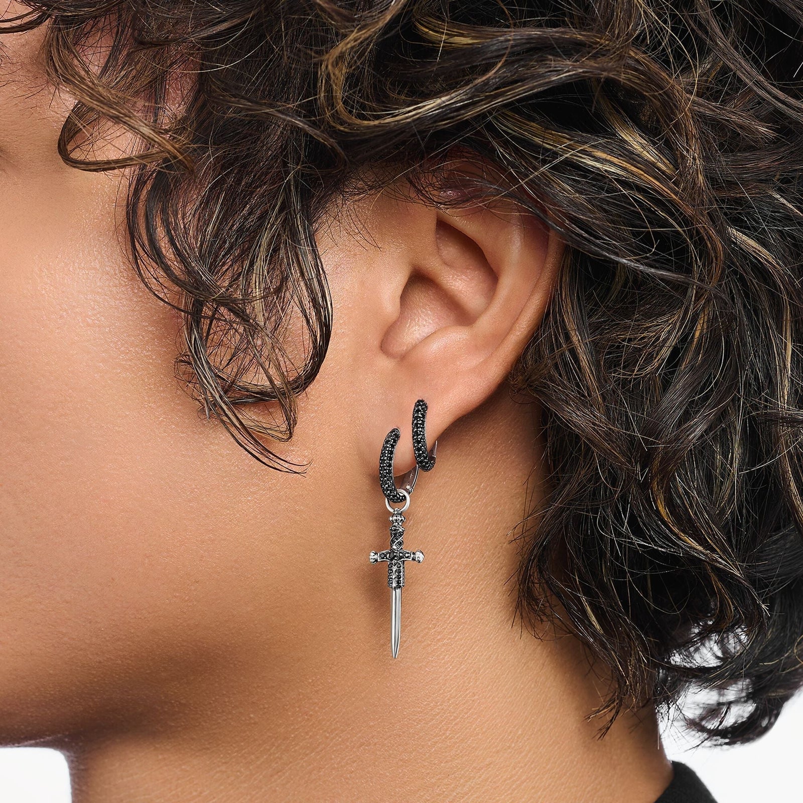 THOMAS SABO Hoop earrings with black zirconia pavÃÂé