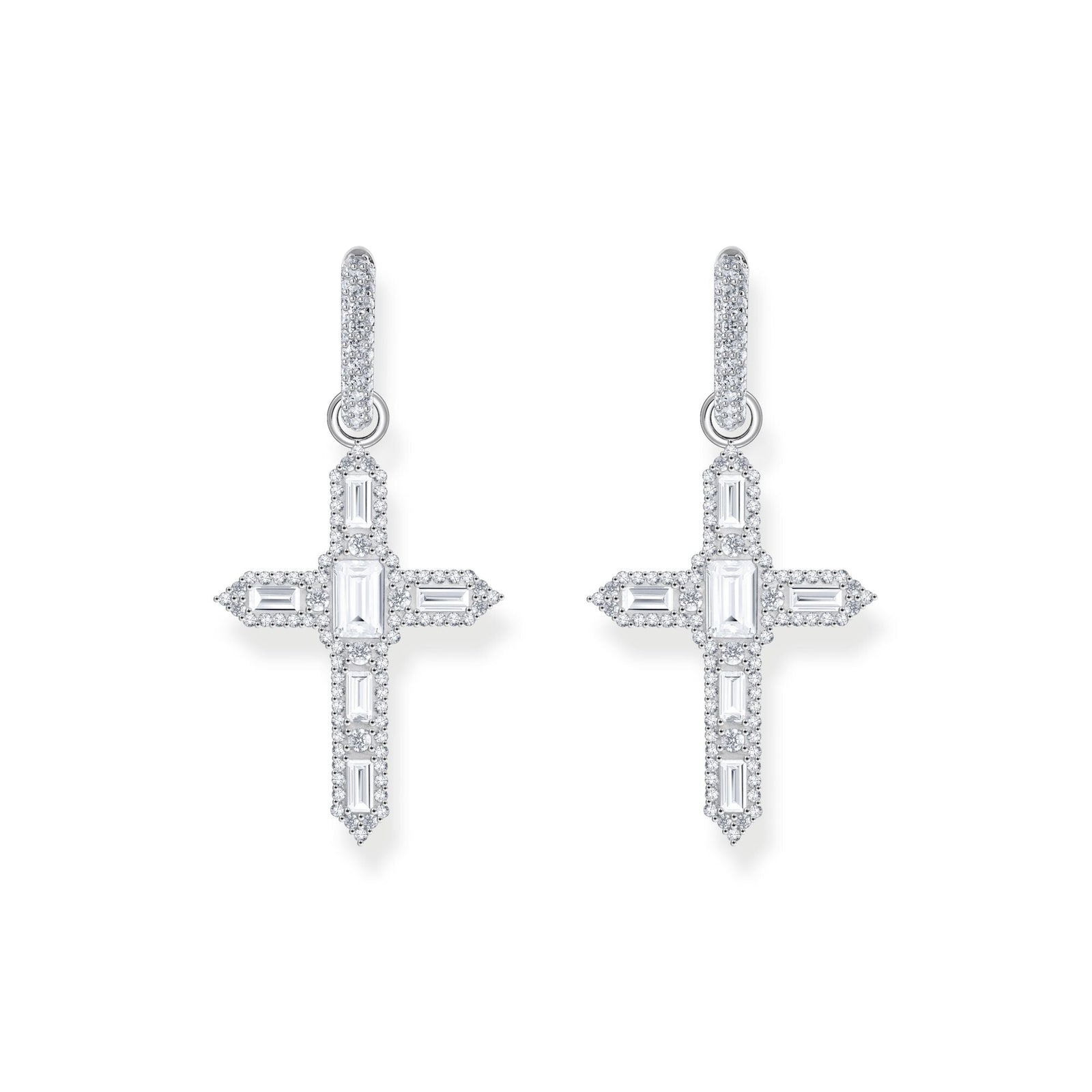 THOMAS SABO Single Cross hoop earring with white zirconia