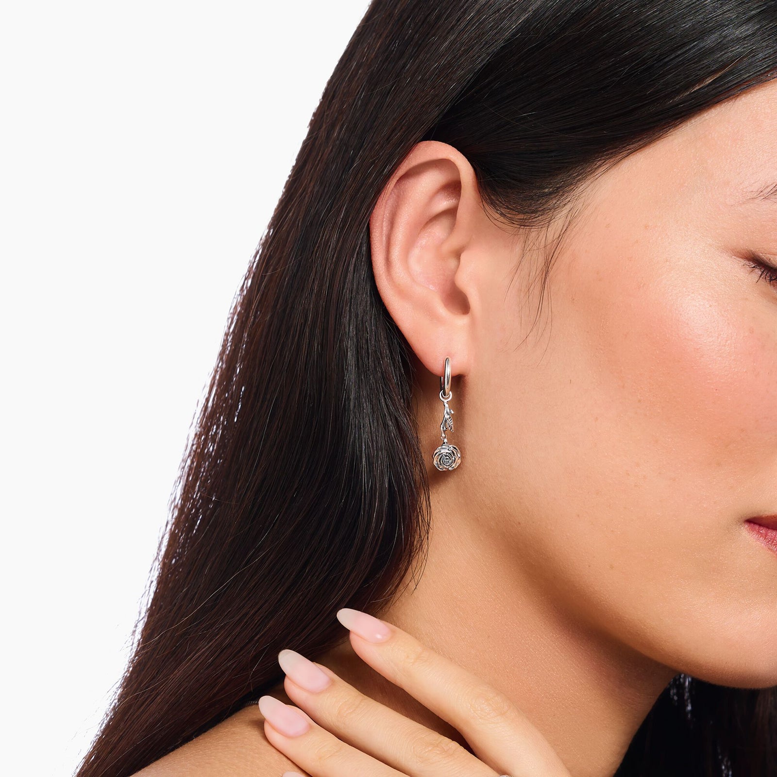 THOMAS SABO Single Creole with Midnight Rose Pendant